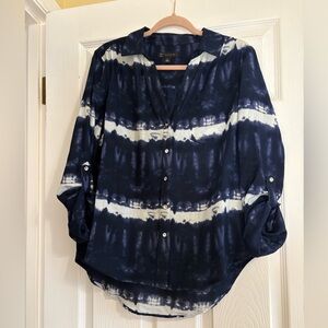 INC International Concepts Navy and White Button Down Shirt